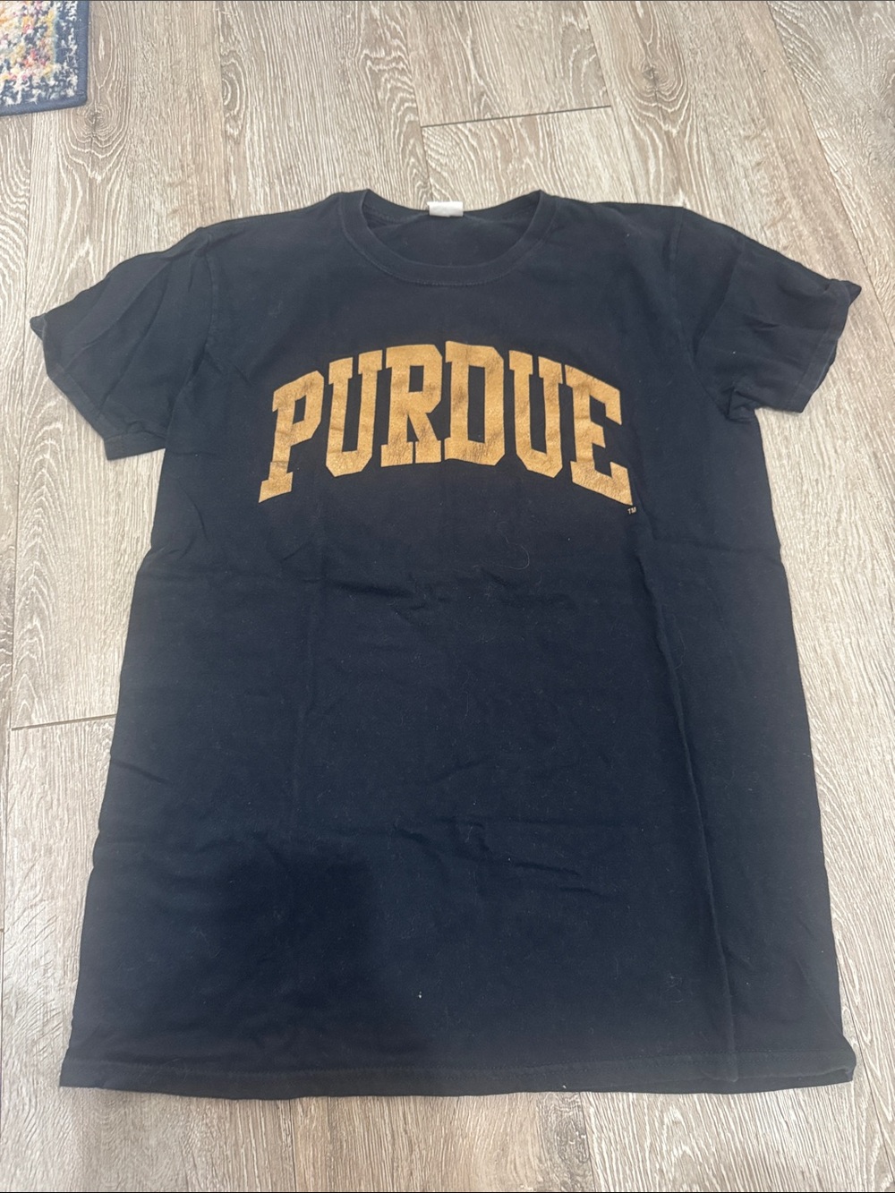 Purdue Black T-Shirt with Gold Logo